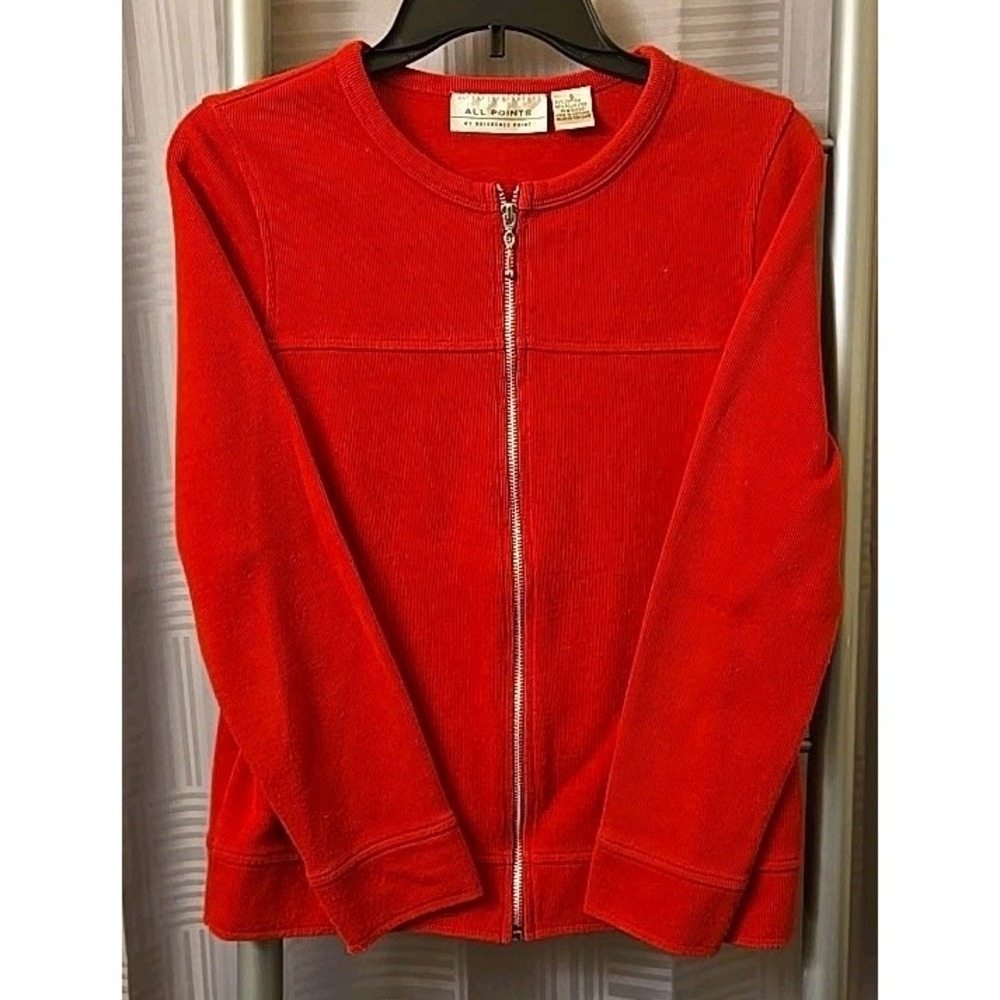 Vintage All Points Womens‎ Red Zip Up Cardigan Sweater Small